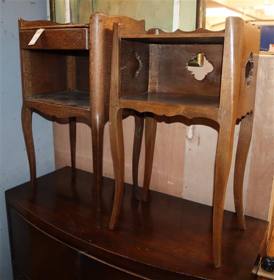 Two 19th century French fruitwood bedside tables larger 74cm high